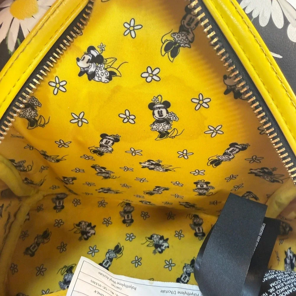 Loungefly Mini Backpack Disney Minnie Mouse Daisy Floral Black Yellow Bow READ